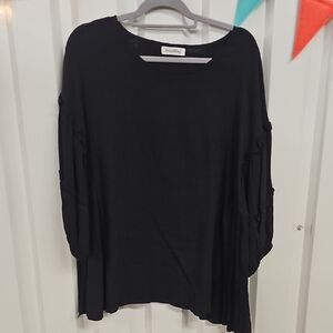 Black Relaxed 3/4 Sleeve Dolman Top
